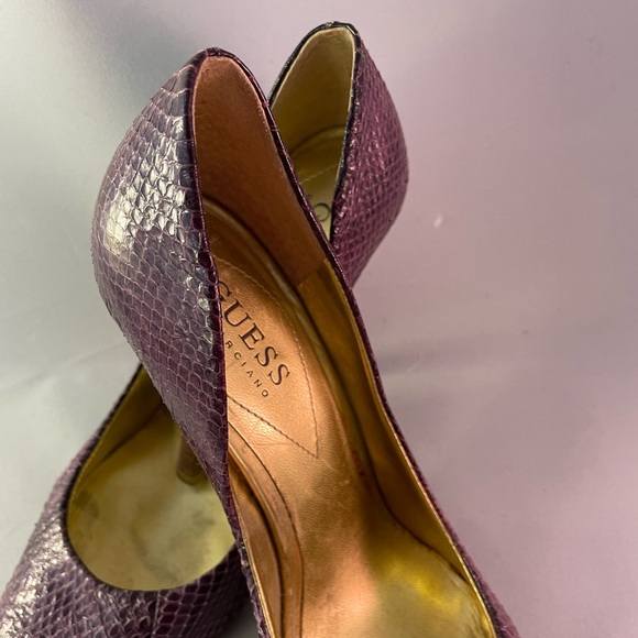 Y2K Dusty Purple Guess snakeskin 4” Pumps with wood stacked heel - Picture 11 of 12